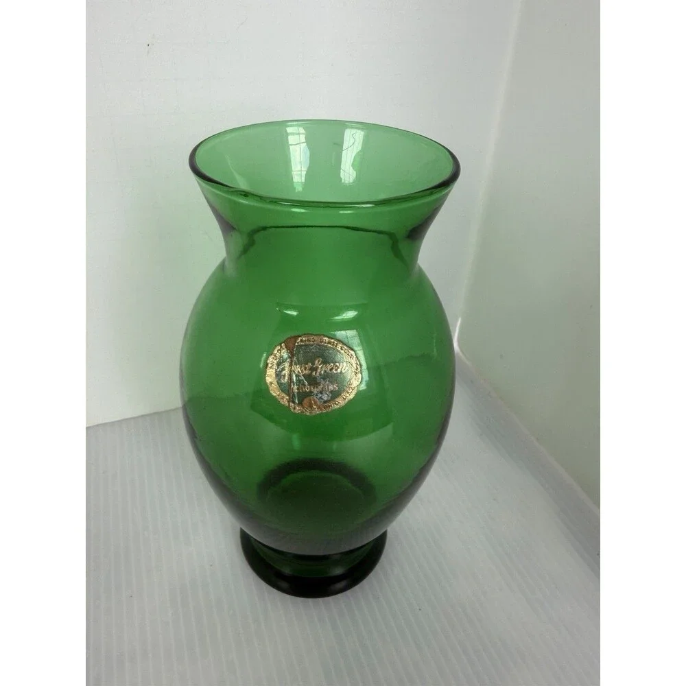 Vintage Anchor Hocking Emerald Forest Green Bud Vase 6.5